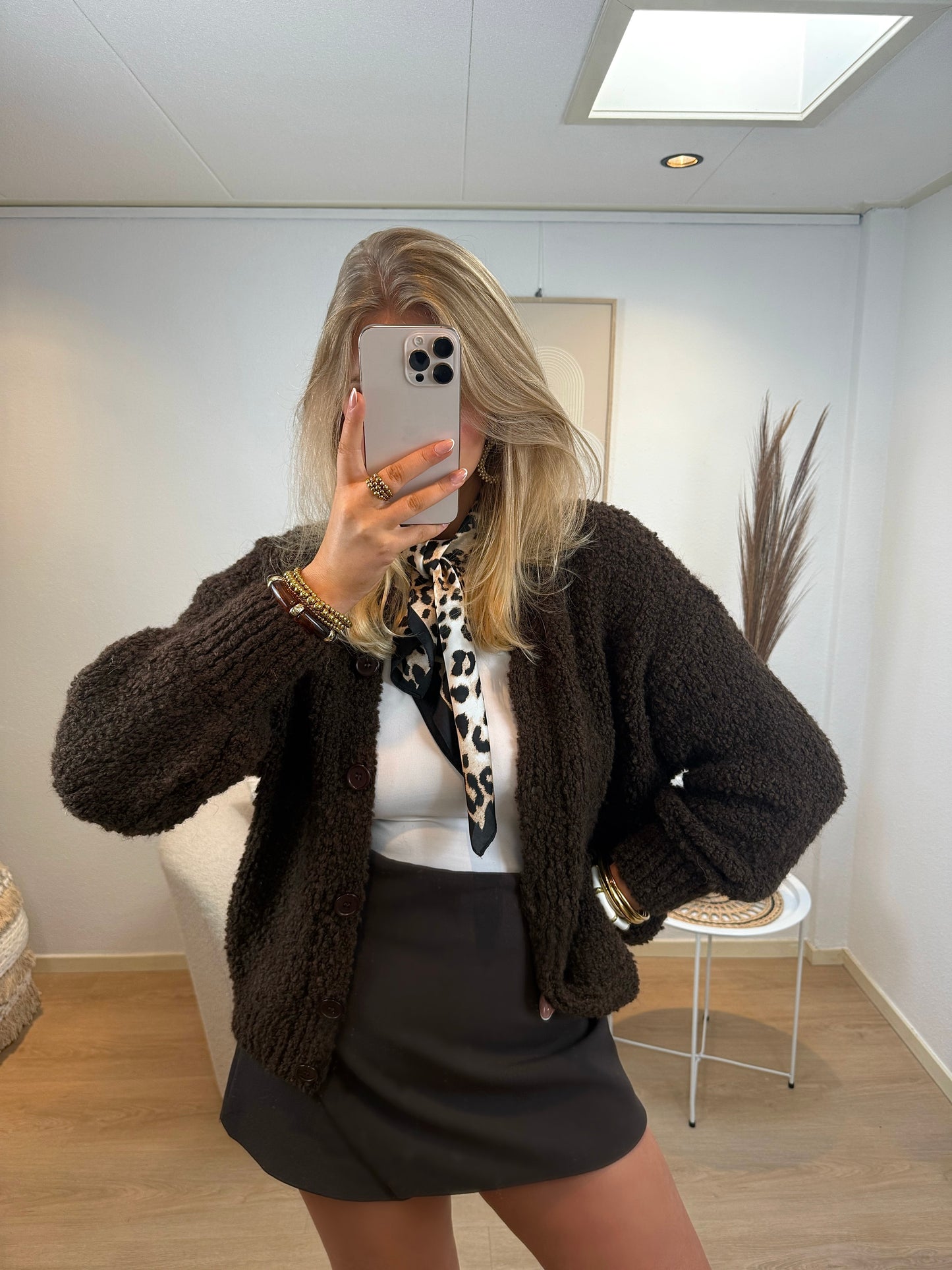 Teddy Cardigan Dark Brown