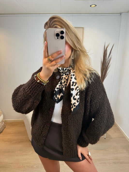 Teddy Cardigan Dark Brown