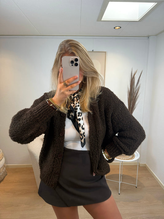 Teddy Cardigan Dark Brown