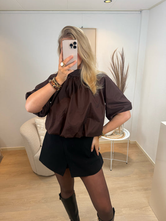 Brown Bow Blouse