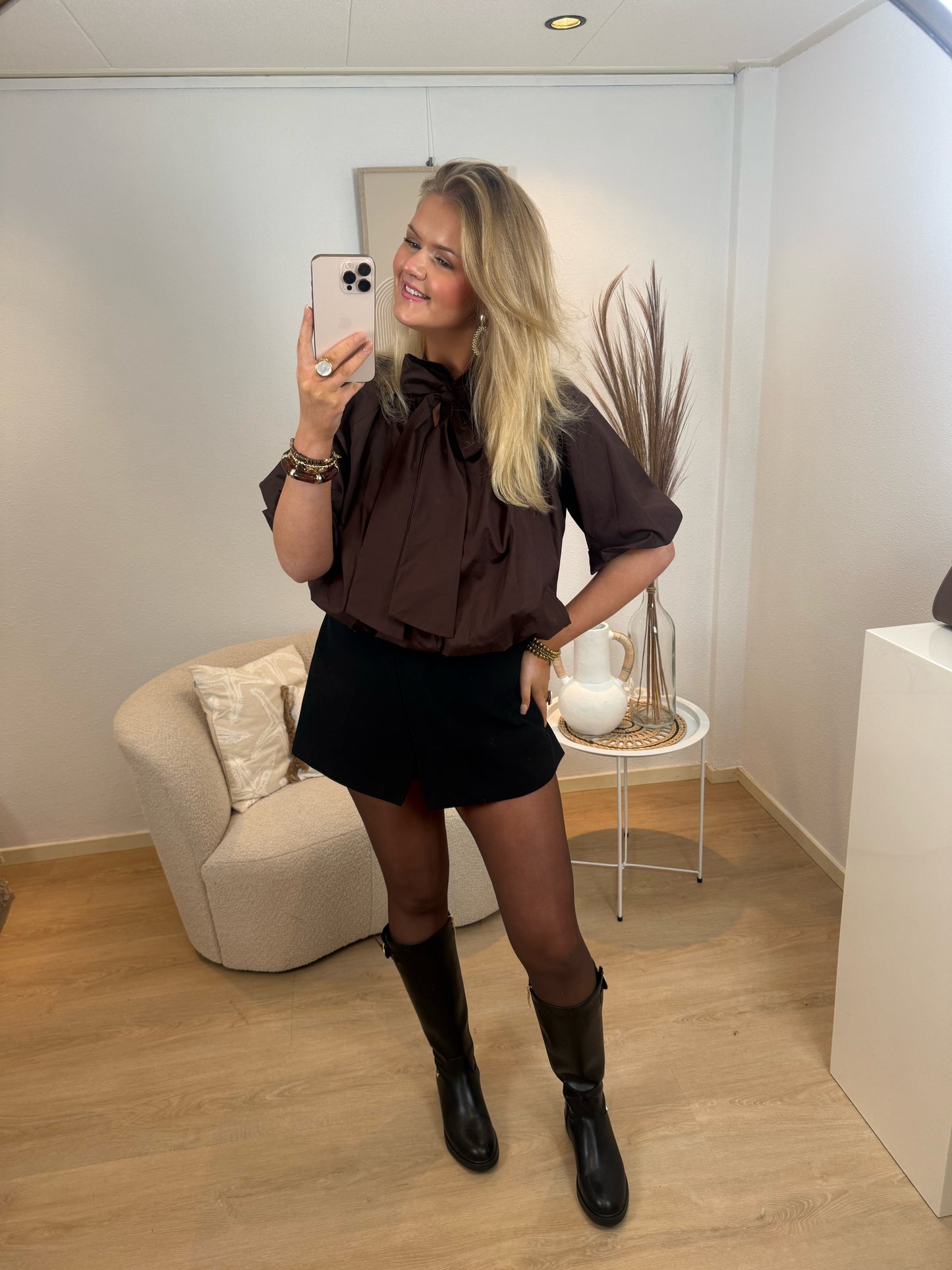 Brown Bow Blouse