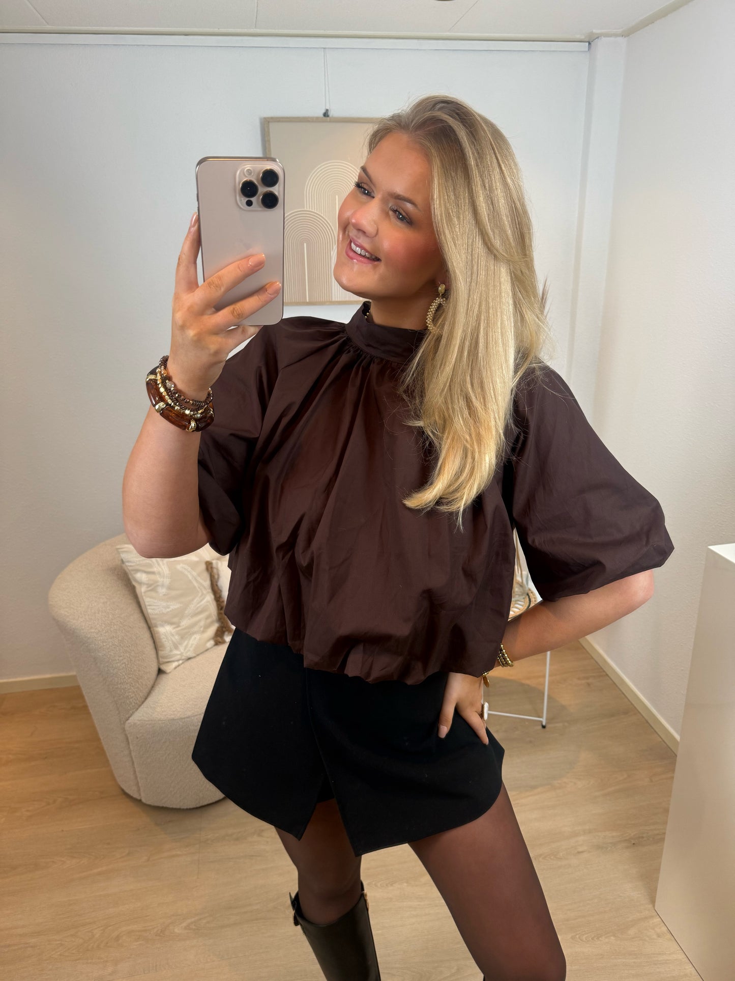 Brown Bow Blouse