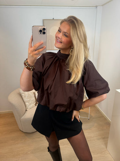 Brown Bow Blouse