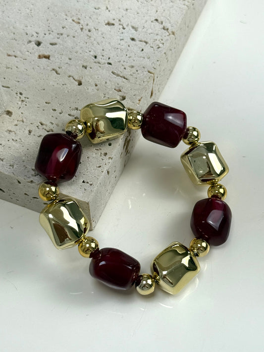 Burgundy Cube Bracelet