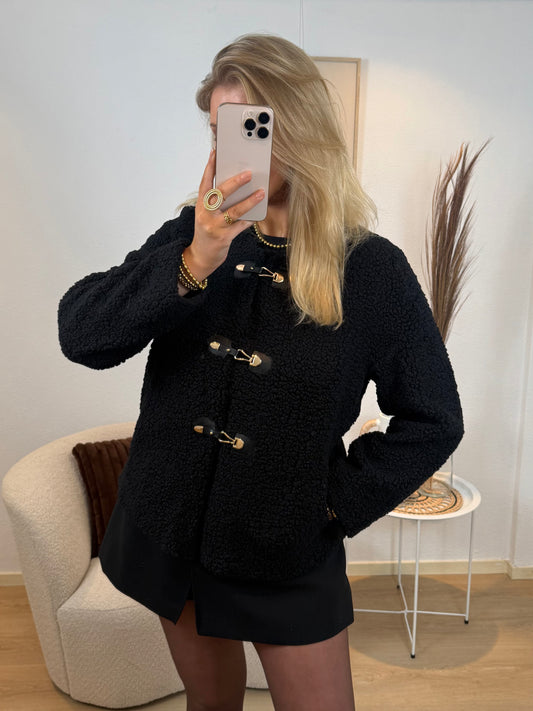 Buckle Teddy Jacket Black