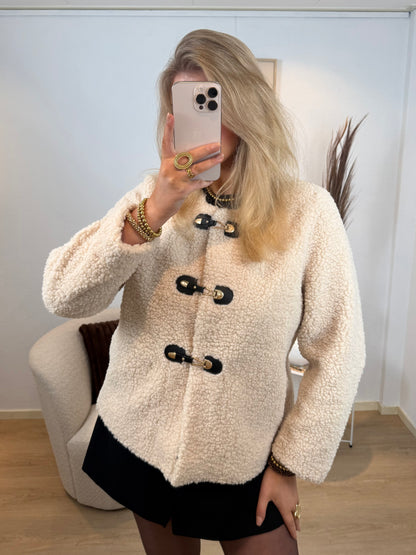 Buckle Teddy Jacket Beige