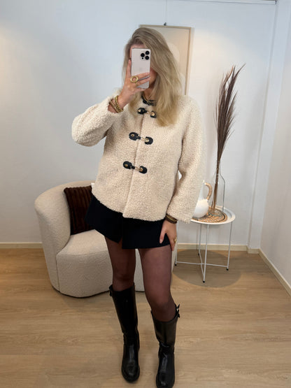 Buckle Teddy Jacket Beige
