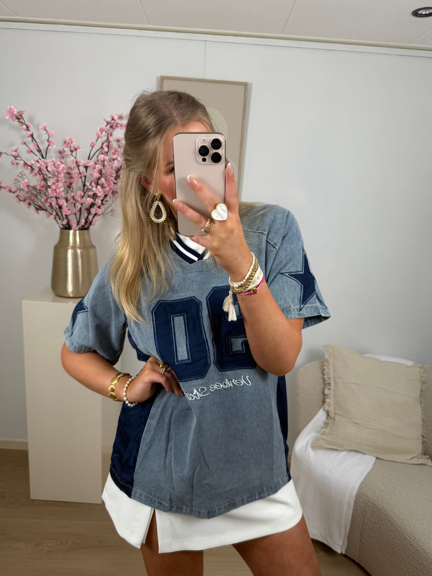 Denim Varsity Top