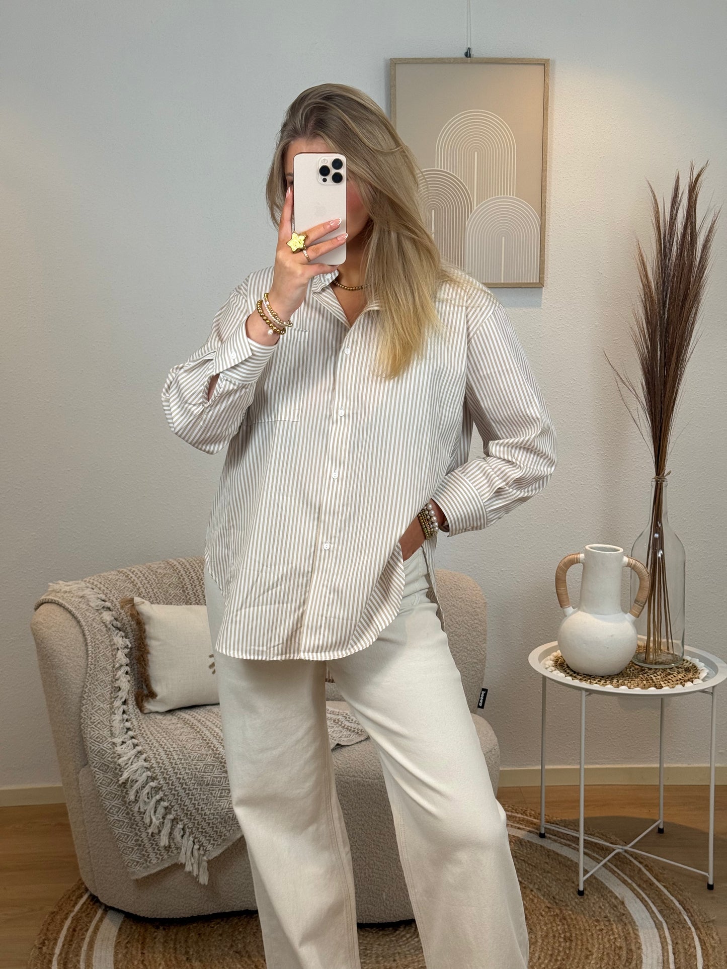 Soft Beige Stripe Blouse