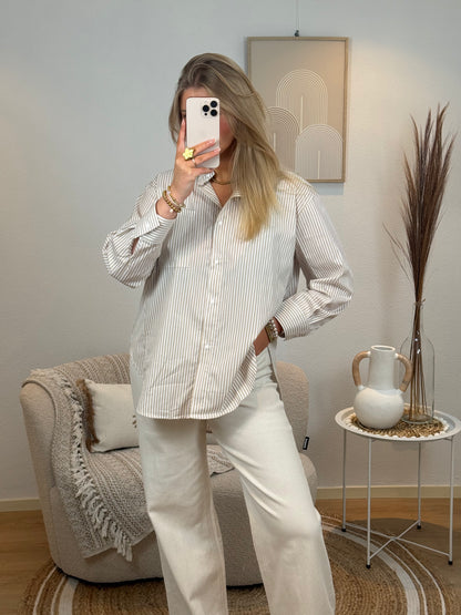 Soft Beige Stripe Blouse