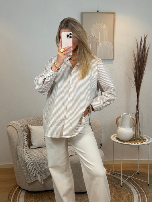 Soft Beige Stripe Blouse