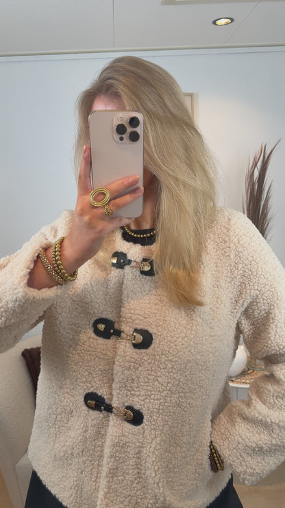 Buckle Teddy Jacket Beige
